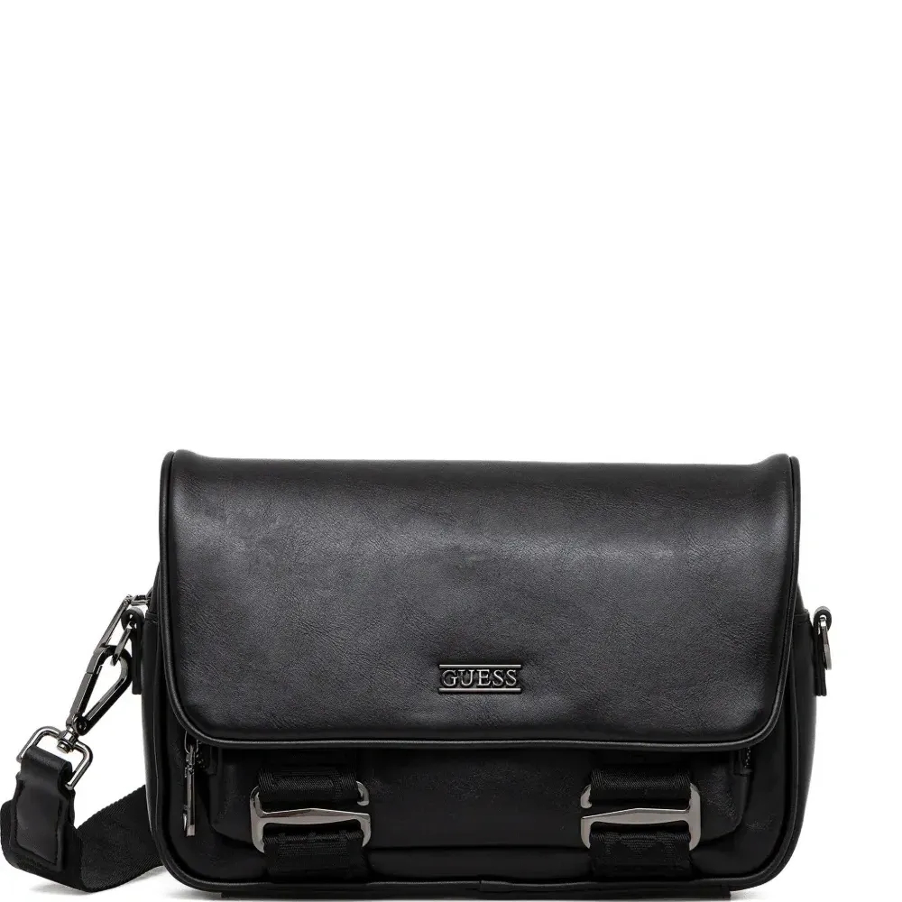 Черная сумка через плечо в форме портфеля