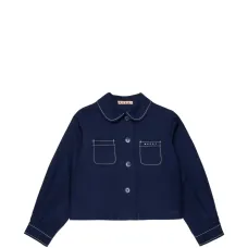 Хлопковый жакет с карманами и воротником «Питер Пэн»