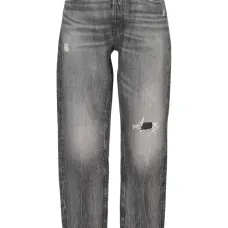 Джинсы с эффектом потертости и нашивкой-логотипом Джинсы с эффектом потертости и нашивкой-логотипом