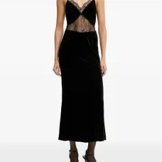 Платье миди с кружевной вставкой Платье миди с кружевной вставкой