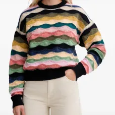 Полосатый свитер с волнистым узором