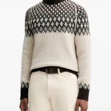 Свитер с круглым вырезом и узором