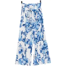 Брюки с цветочным принтом и бантом