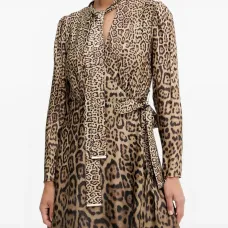 Платье мини с завязками и леопардовым принтом Платье мини с завязками и леопардовым принтом