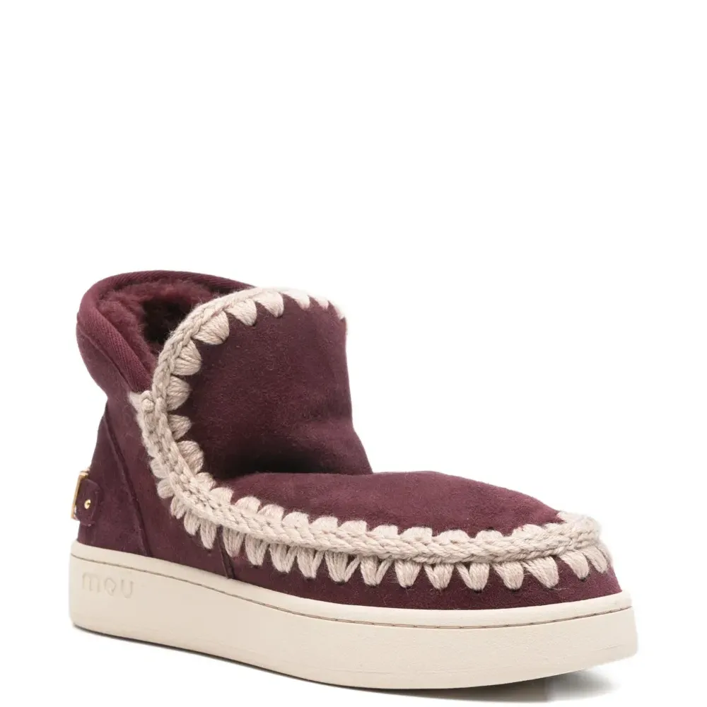 Кожаные ботильоны на овечьем меху с каблуком 35 мм