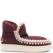 Кожаные ботильоны на овечьем меху с каблуком 35 мм