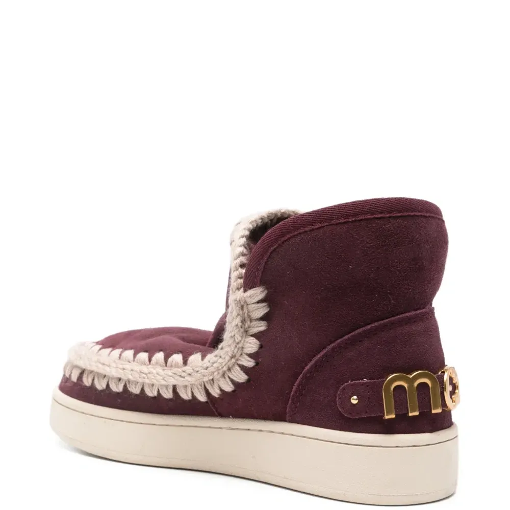 Кожаные ботильоны на овечьем меху с каблуком 35 мм