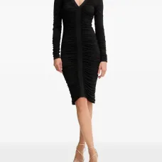 Платье миди с V-образным вырезом и сборками