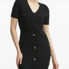 Мини-платье с короткими рукавами и декоративными пуговицами