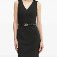 Миди-платье с V-образным вырезом и деталями в виде пуговиц