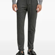 Брюки с принтом в клетку и завязками