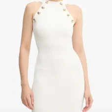 Мини-платье на шее-халтер с пуговицами