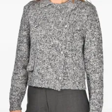 Кардиган с двумя рядами пуговиц и карманами