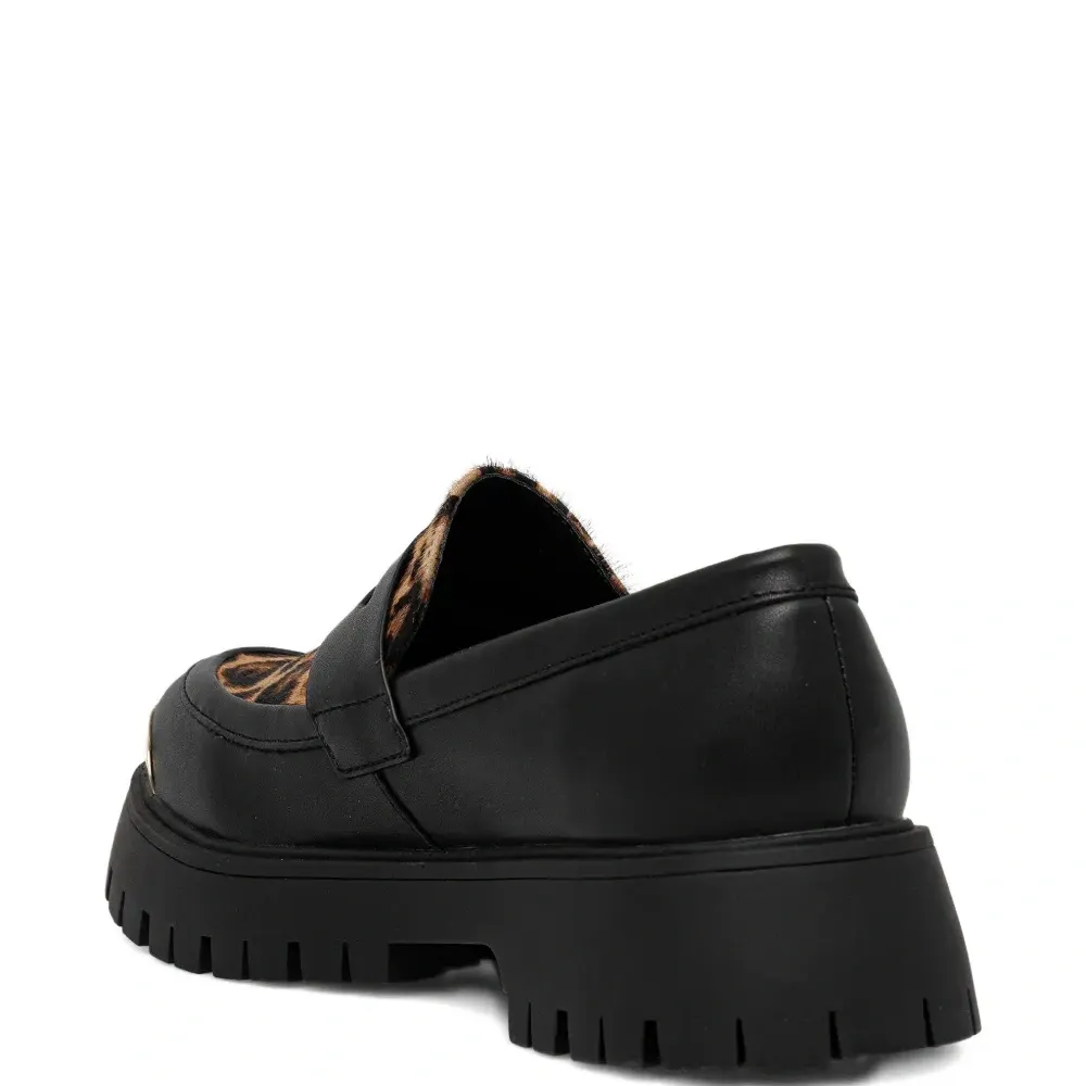 Лоферы с леопардовым принтом и металлическим носком