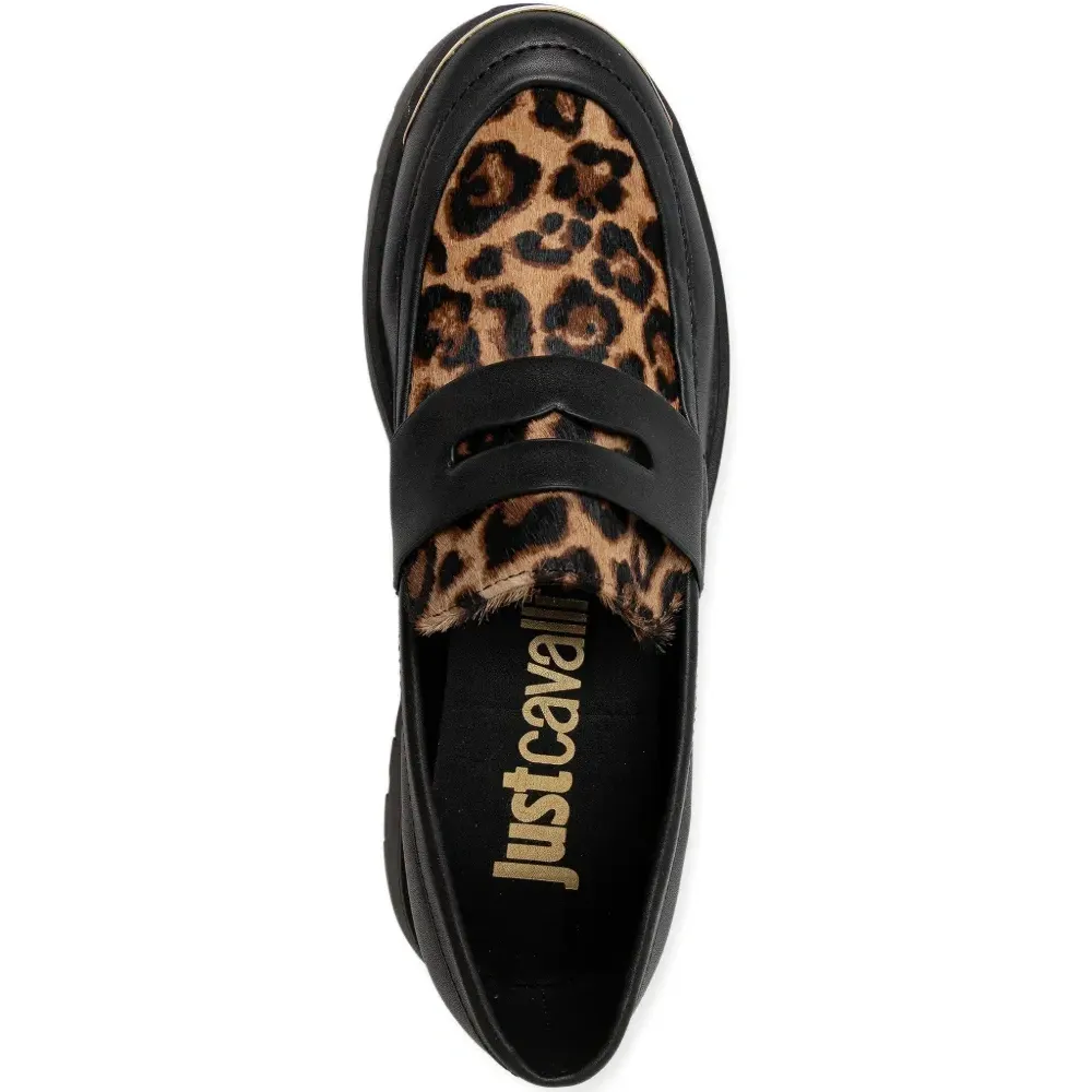 Лоферы с леопардовым принтом и металлическим носком