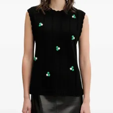 Жилет в рубчик с цветочным декором Жилет в рубчик с цветочным декором