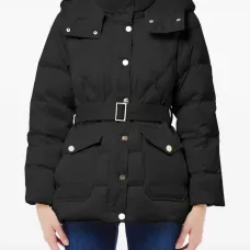 Стеганый пуховик с поясом Стеганый пуховик с поясом