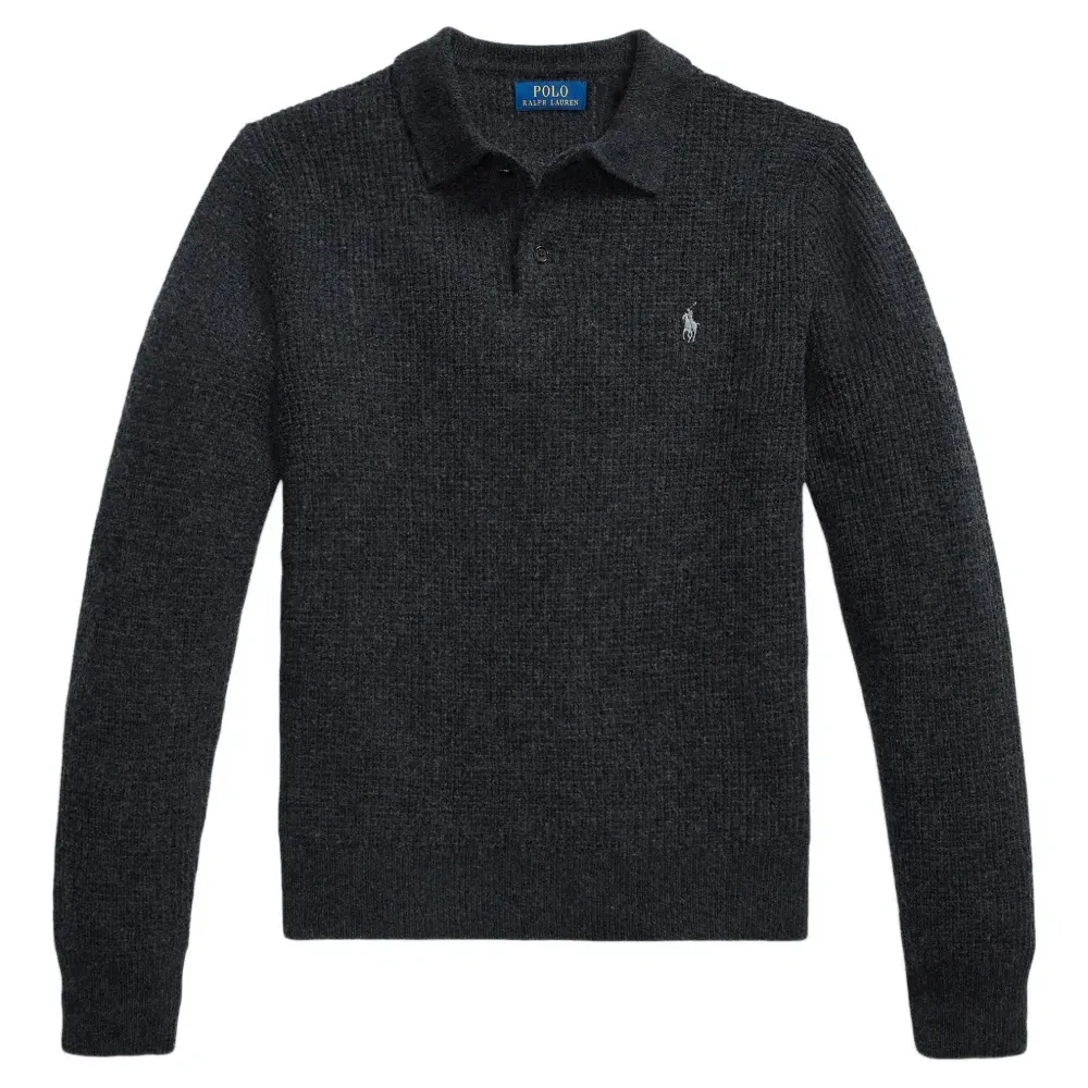 Фактурный свитер с воротником поло