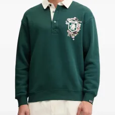 Рубашка поло с нашивками на локтях и цветочным принтом