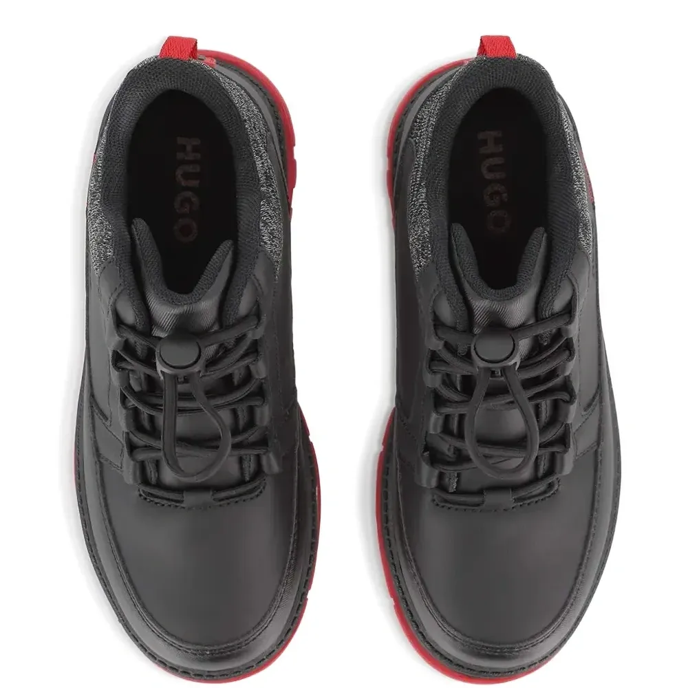 Ботинки со шнуровкой и вязаной вставкой