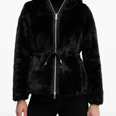 Укороченная куртка с капюшоном из искусственного меха Kaula