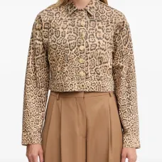 Джинсовая куртка с леопардовым принтом Джинсовая куртка с леопардовым принтом