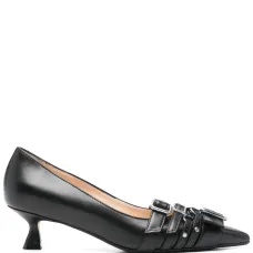 Туфли-лодочки с заострённым мысом и ремешком с пряжкой, каблук 45 мм