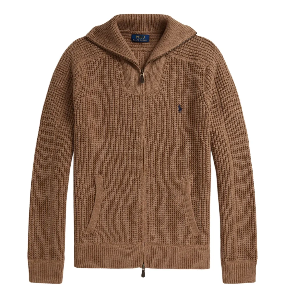 Вязаный свитер на молнии из шерсти и хлопка вафельной вязки | Вьетнам