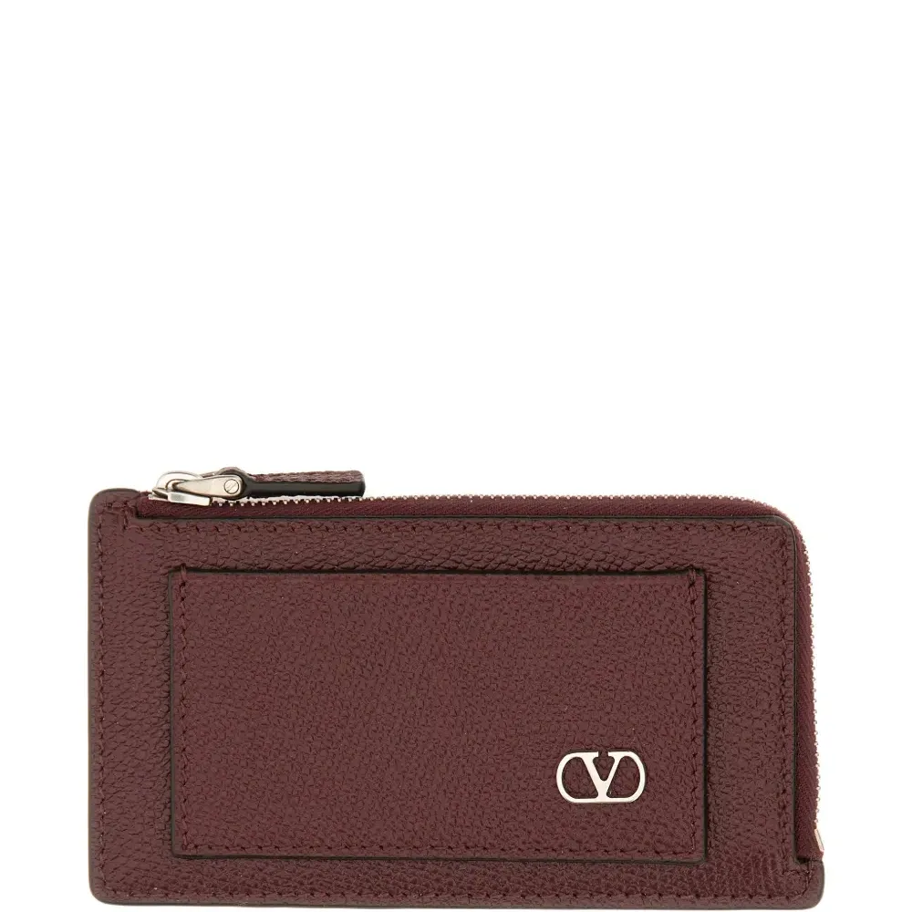 Кожаный кошелек на молнии с логотипом VLogo