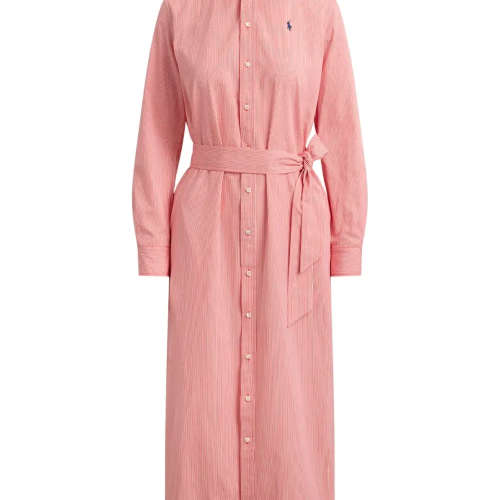 Полосатое платье-рубашка с поясом