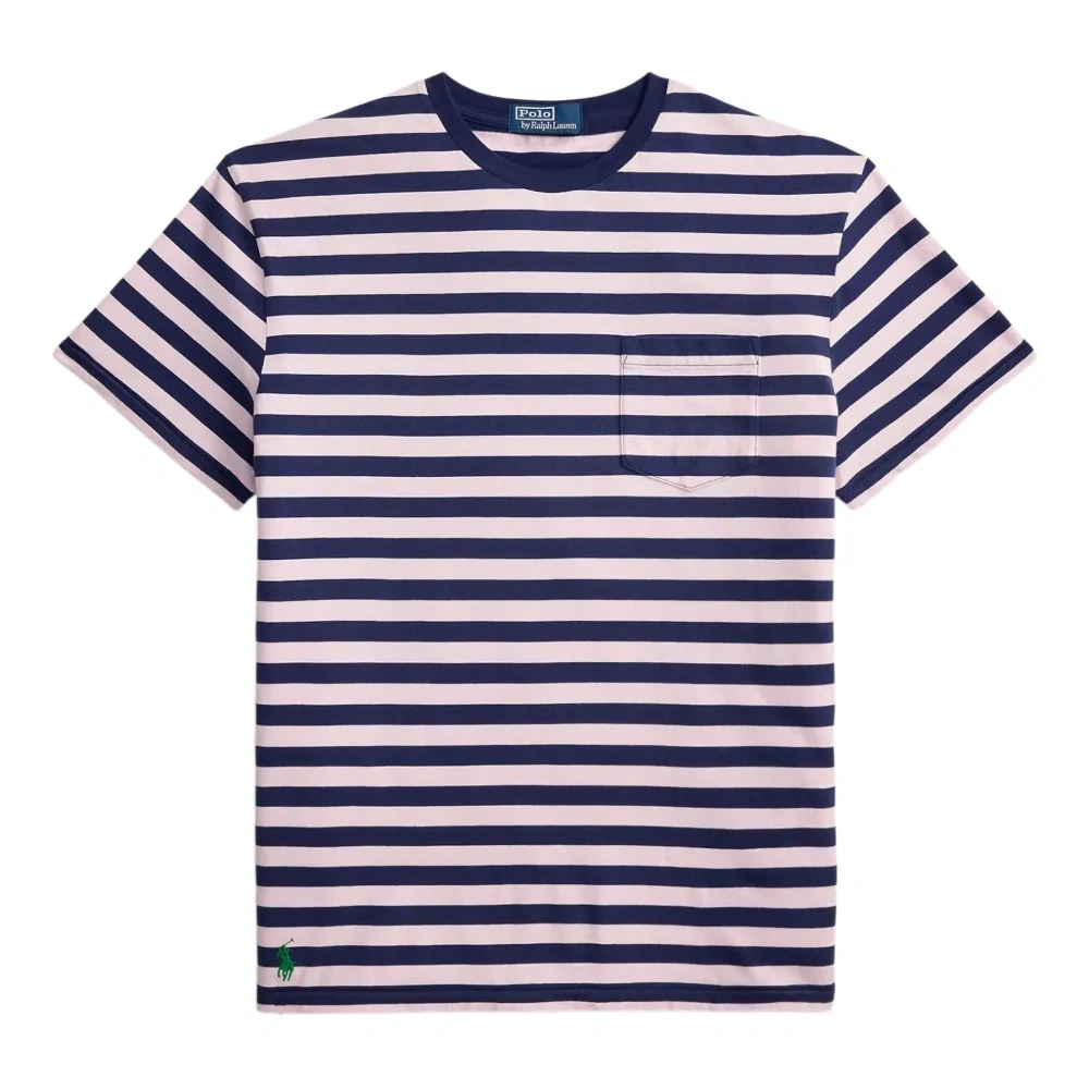 Полосатая футболка с накладным карманом