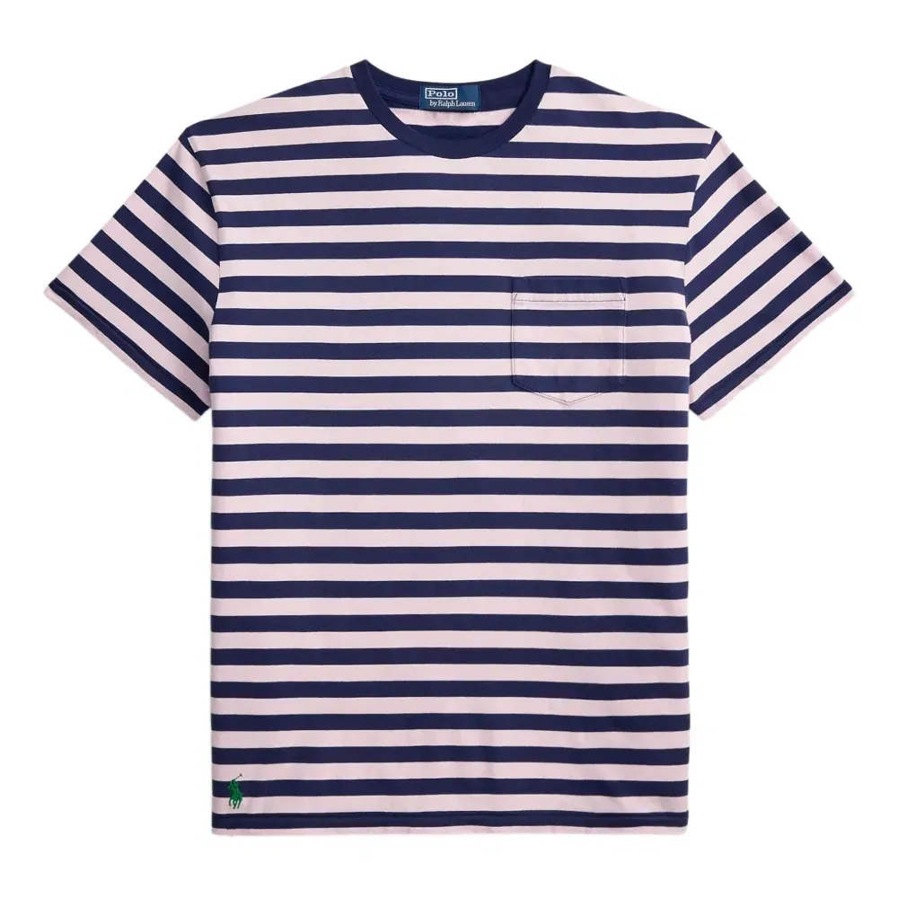 Полосатая футболка с накладным карманом