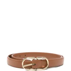 Кожаный ремень с пряжкой золотистого оттенка