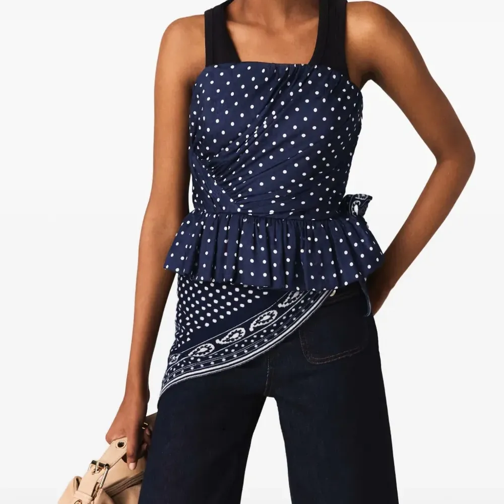 Блузка без бретелек в горошек