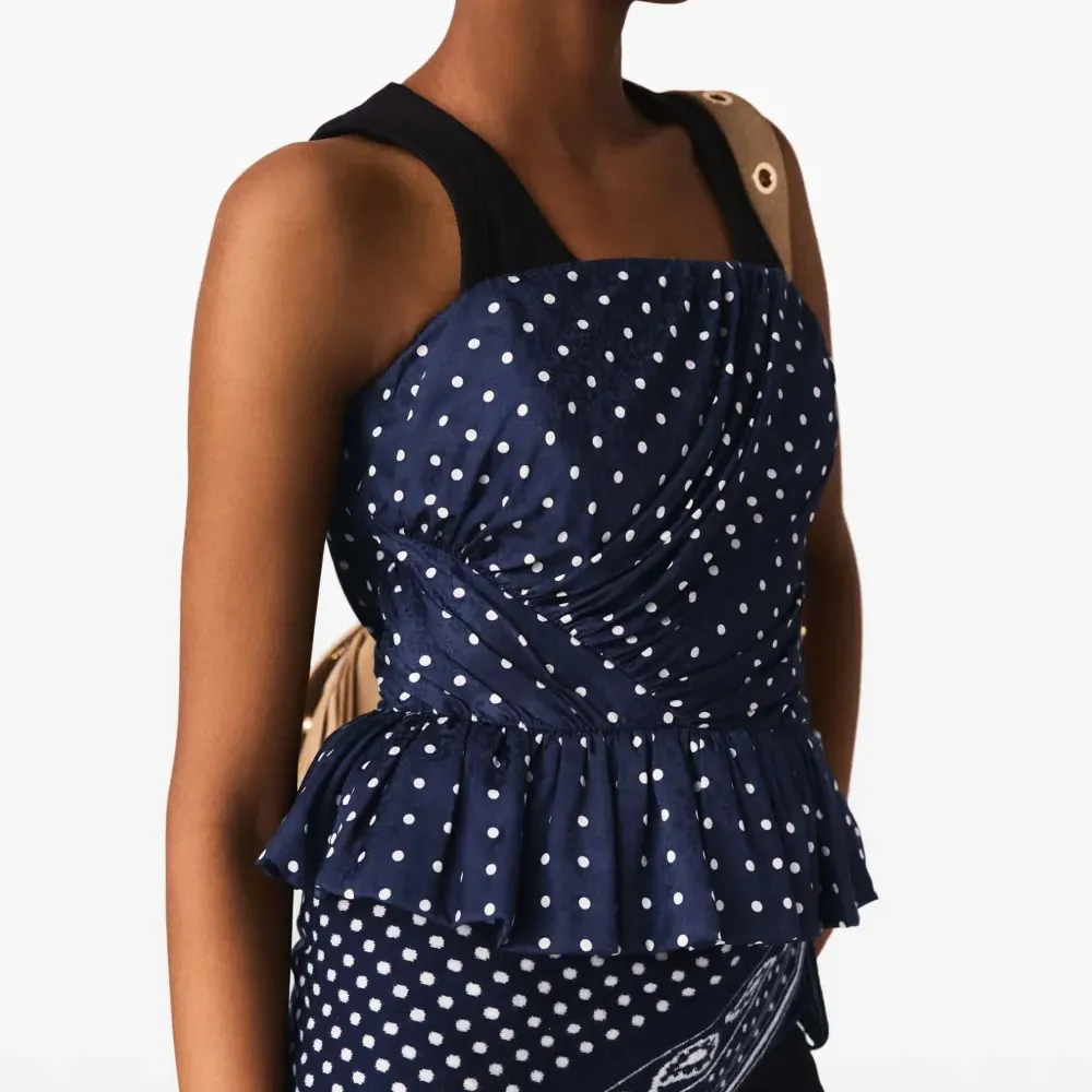 Блузка без бретелек в горошек