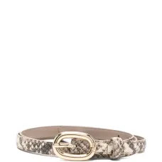 Ремень с овальной пряжкой и змеиным принтом