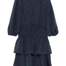 Платье мини с V-образным вырезом и кристаллами