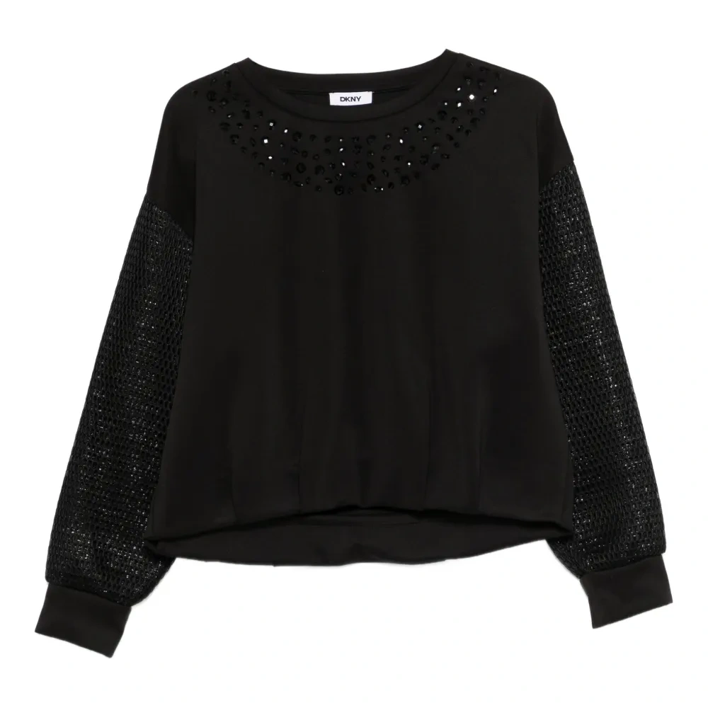 Свитшот с украшенными сетчатыми рукавами