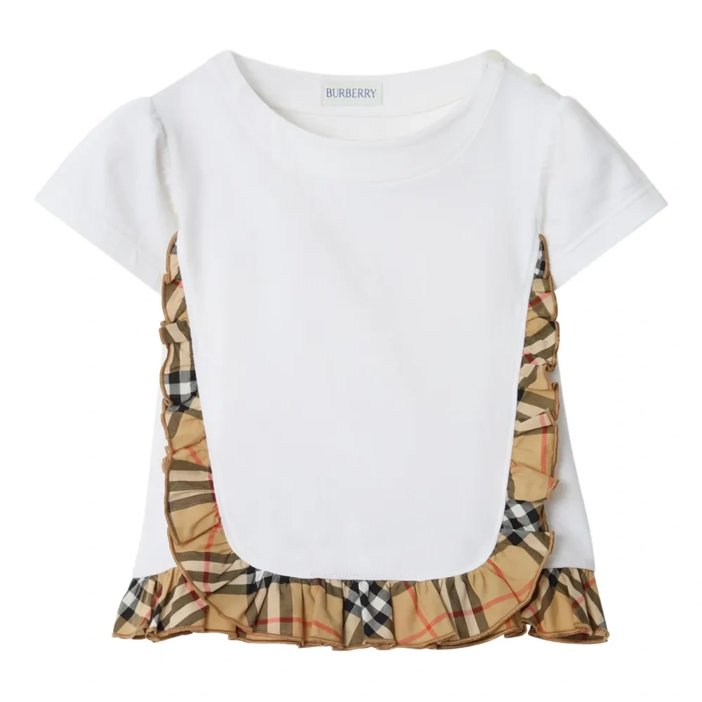 Футболка с оборками и отделкой в клетку