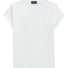 Футболка с вышивкой и V-образным вырезом