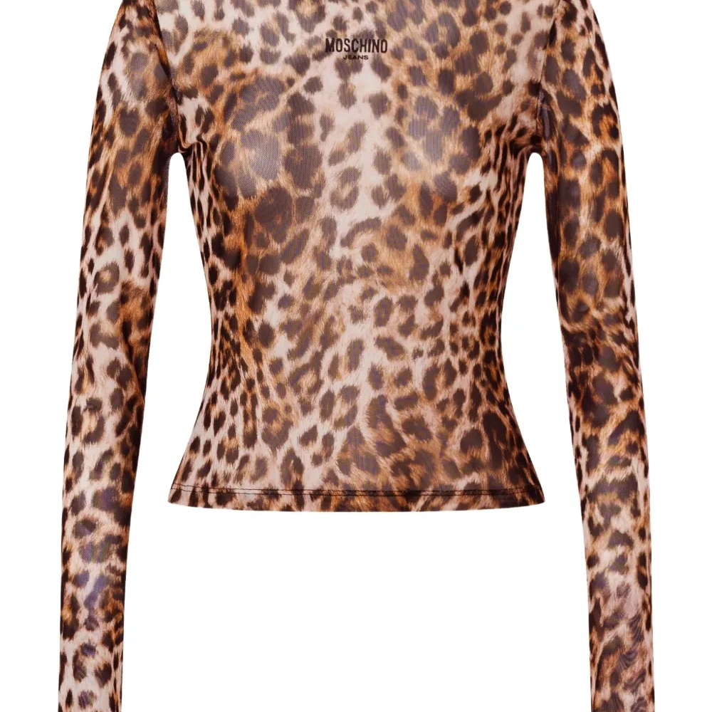 Футболка с длинными рукавами и леопардовым принтом Футболка с длинными рукавами и леопардовым принтом