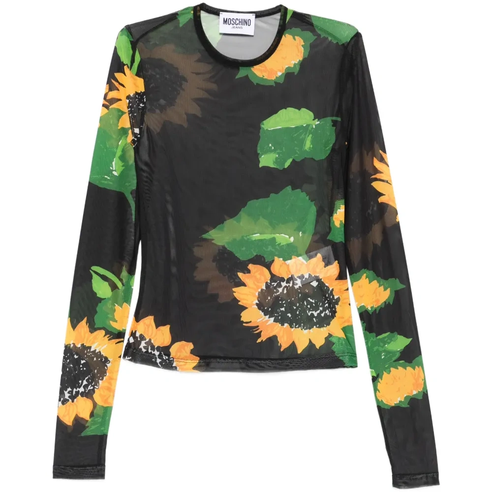 Футболка с длинными рукавами и цветочным принтом Футболка с длинными рукавами и цветочным принтом