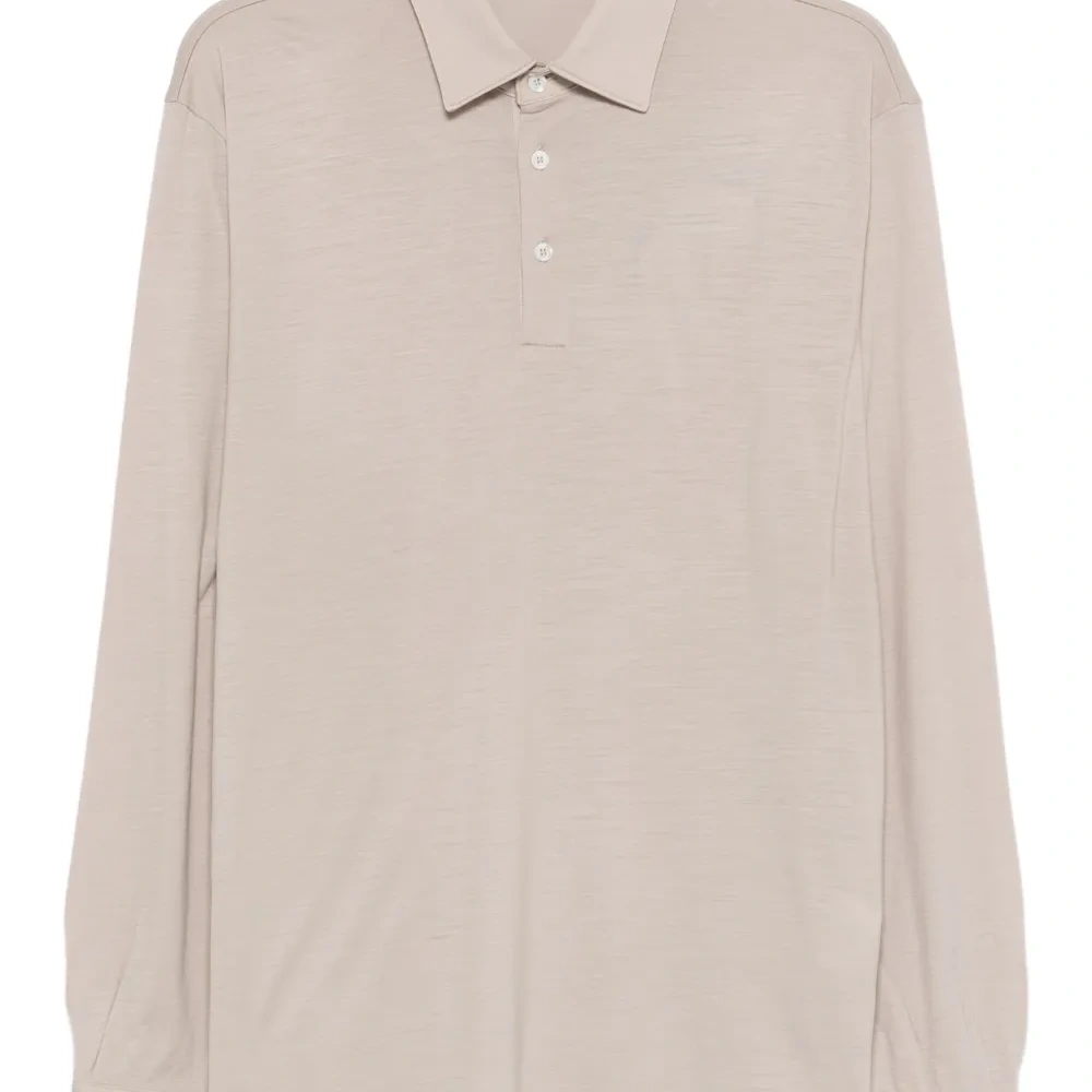 Поло с длинными рукавами из шерсти