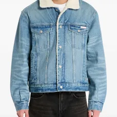 Джинсовая куртка с отделкой из шерпы