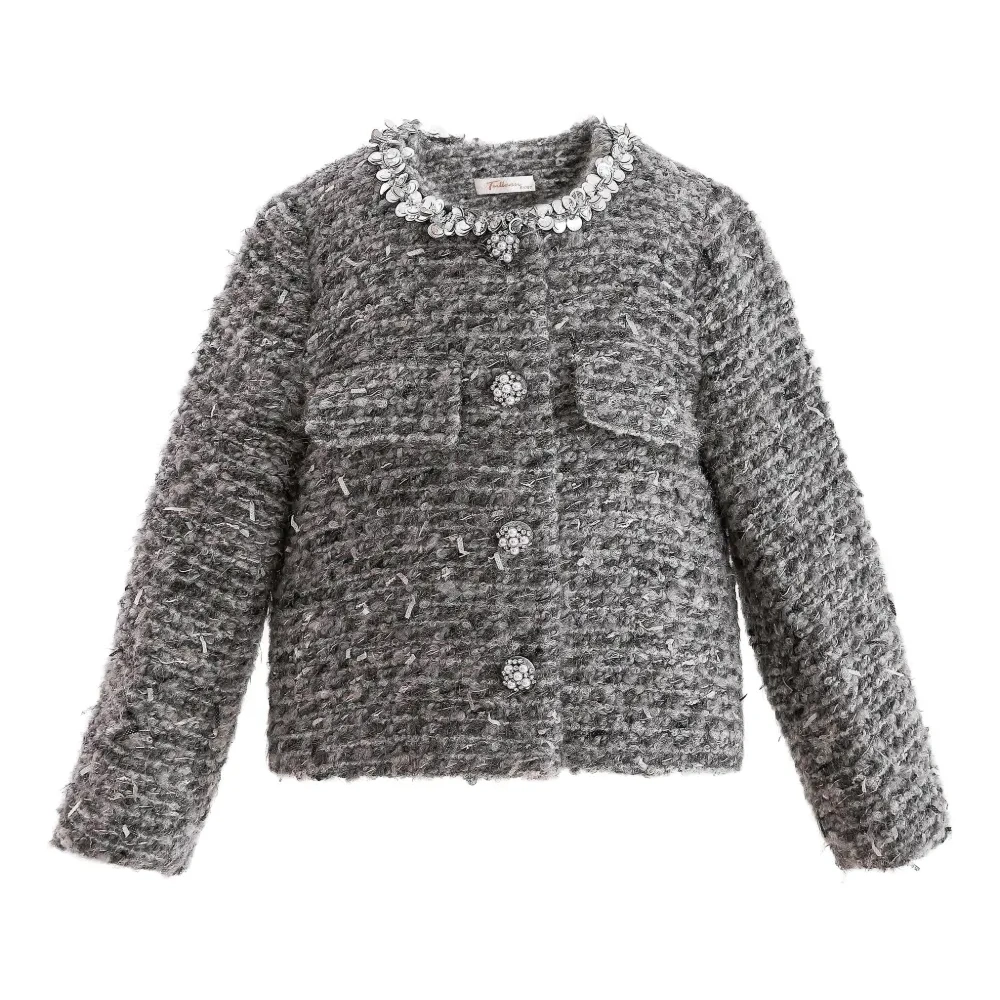 Кардиган с декорированным воротником