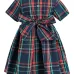 Клетчатое платье с короткими рукавами
