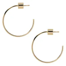 Серьги-кольца Flat Thread из желтого золота