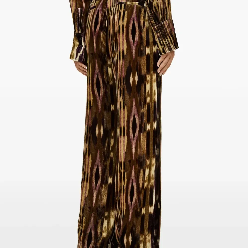 Бархатные брюки палаццо Velvo с принтом