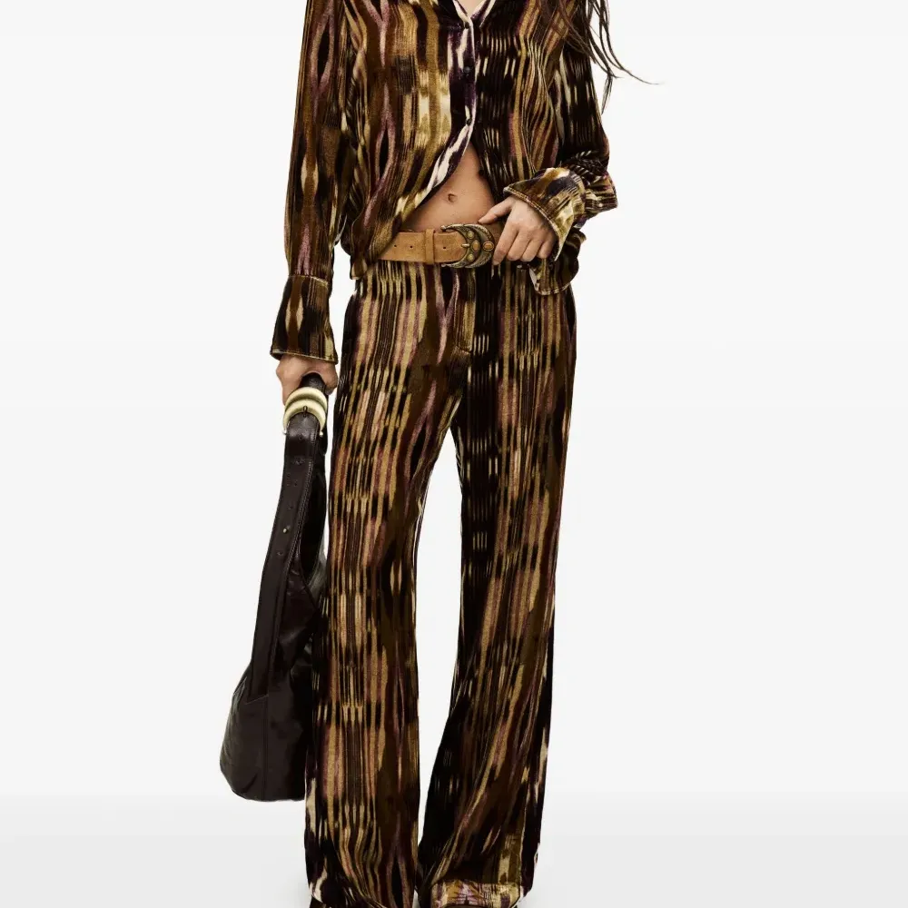 Бархатные брюки палаццо Velvo с принтом