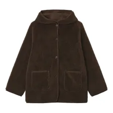 Пальто с капюшоном и накладными карманами